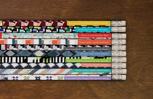 Laura Coia's Quilty Pencils: 10 Pretty Pencils with SewVeryEasy Sayings
