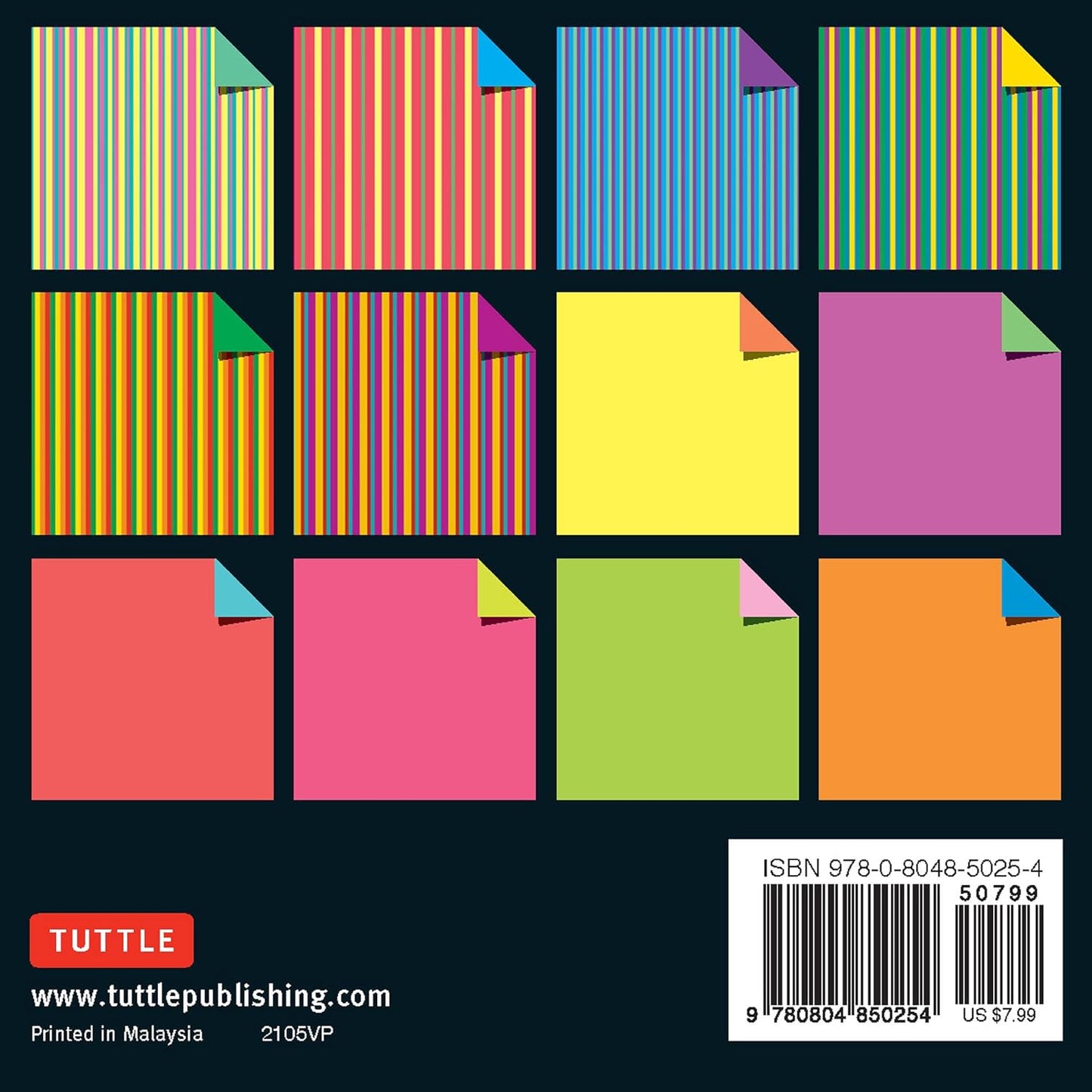 Origami Paper: Stripes and Solids- 300 Sheets, 4in (10 CM), Double-Sided with 12 Different Designs by Tuttle Studio