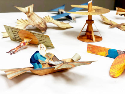 Leonardo Da Vinci's Flying Machines Kit: Paper Airplanes Based on the Great Master's Sketches That Really Fly! (13 Pop-Out Models; Easy-To-Follow Instructions; Slingshot Launcher)