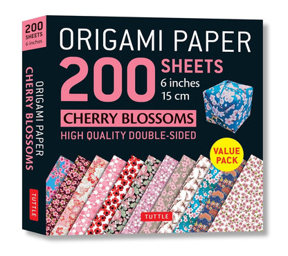 Origami Paper: Cherry Blossoms 200 Sheets, 6in (15 CM), Double Sided with 12 Different Designs by Tuttle Studio