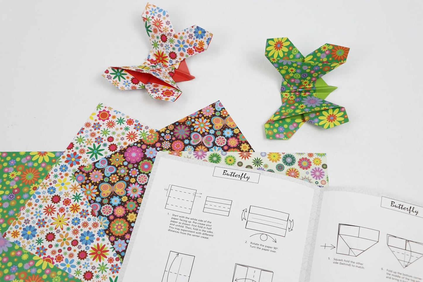 Origami Paper Bright Flowers 100 Sheets, 6in (15 CM), Double-Sided with 12 Different Patterns by Tuttle Studio
