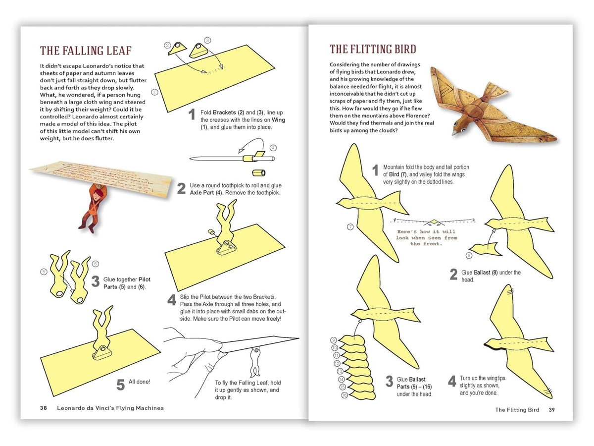 Leonardo Da Vinci's Flying Machines Kit: Paper Airplanes Based on the Great Master's Sketches That Really Fly! (13 Pop-Out Models; Easy-To-Follow Instructions; Slingshot Launcher)