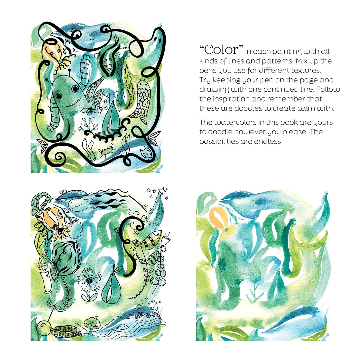 Reverse Coloring Watercolors for You to Doodle & Trace: 40+ Pictures to Draw On!