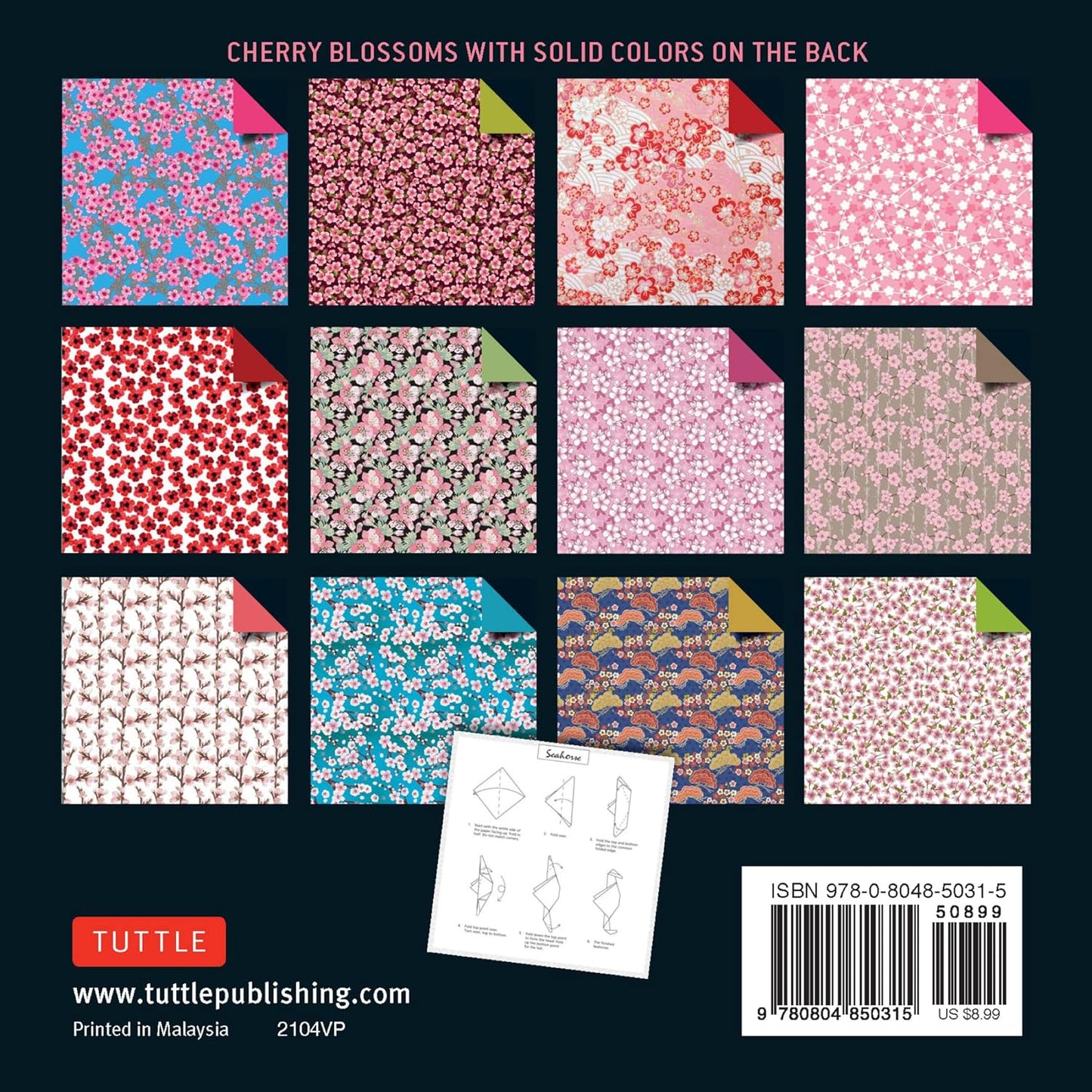 Origami Paper: Cherry Blossoms 200 Sheets, 6in (15 CM), Double Sided with 12 Different Designs by Tuttle Studio