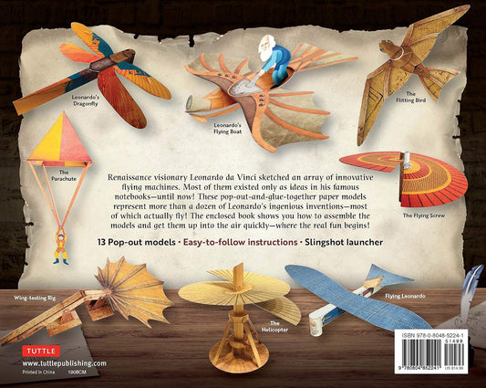 Leonardo Da Vinci's Flying Machines Kit: Paper Airplanes Based on the Great Master's Sketches That Really Fly! (13 Pop-Out Models; Easy-To-Follow Instructions; Slingshot Launcher)