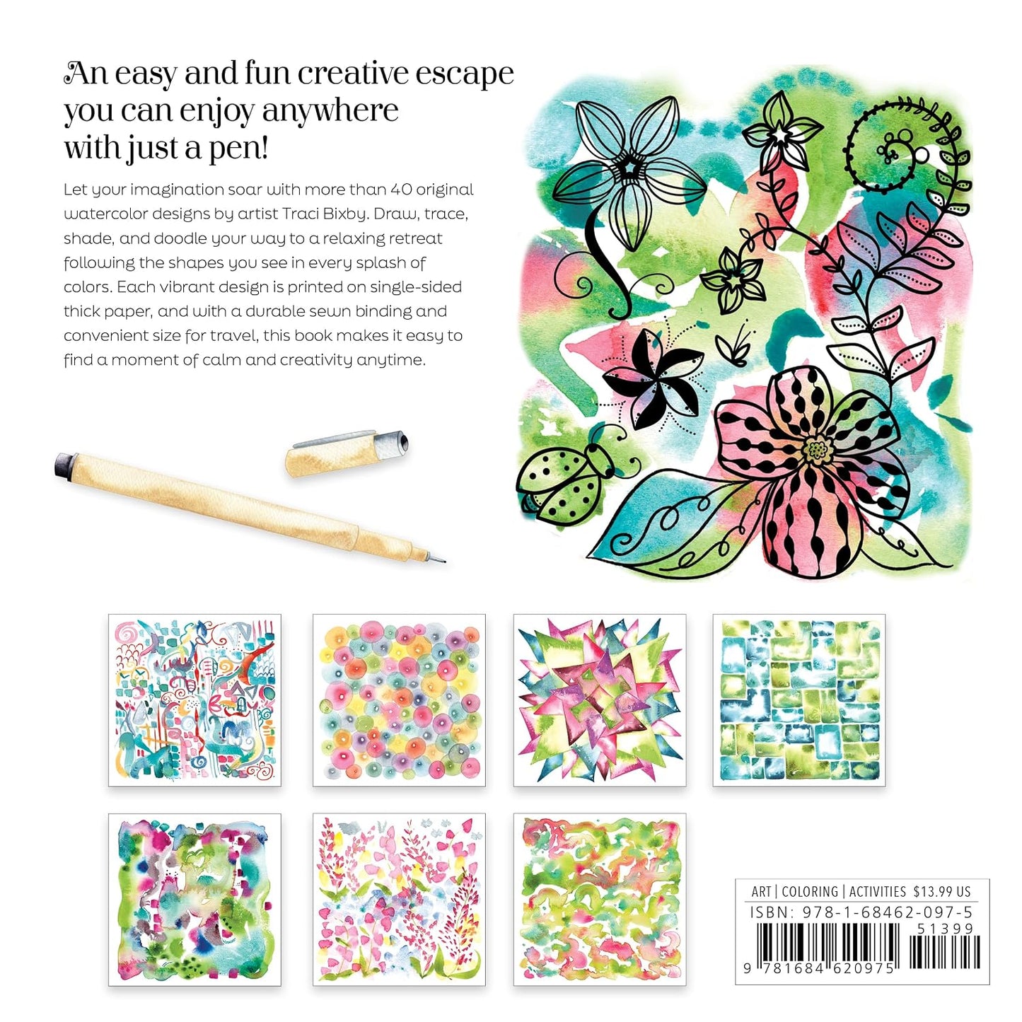 Reverse Coloring Watercolors for You to Doodle & Trace: 40+ Pictures to Draw On!