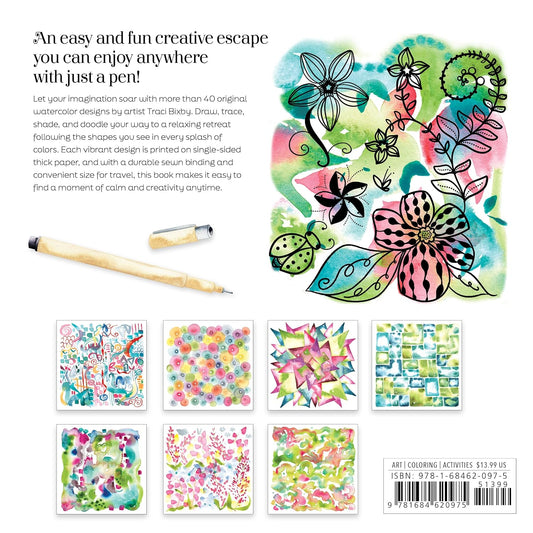 Reverse Coloring Watercolors for You to Doodle & Trace