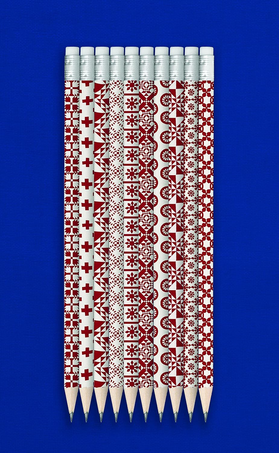 Ann Hazelwood's Red & White Quilty Pencil Set of 10