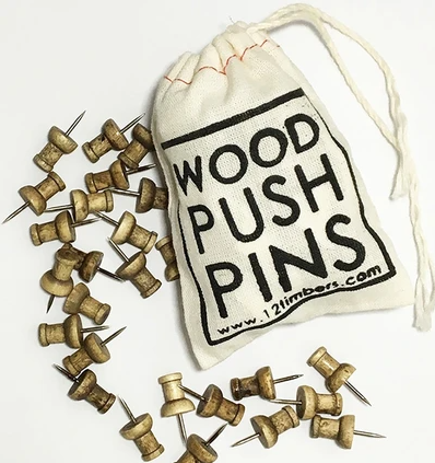 Flag and Wood Push Pins