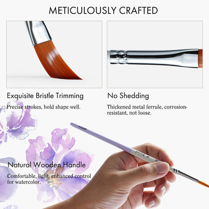 ARTIFY 9 PCS Travel Watercolor Brushes for Beginners & Pros: Lilacs