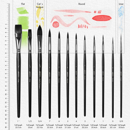 ARTIFY Premium Nylon Hair Watercolor Brush 12 Piece Set