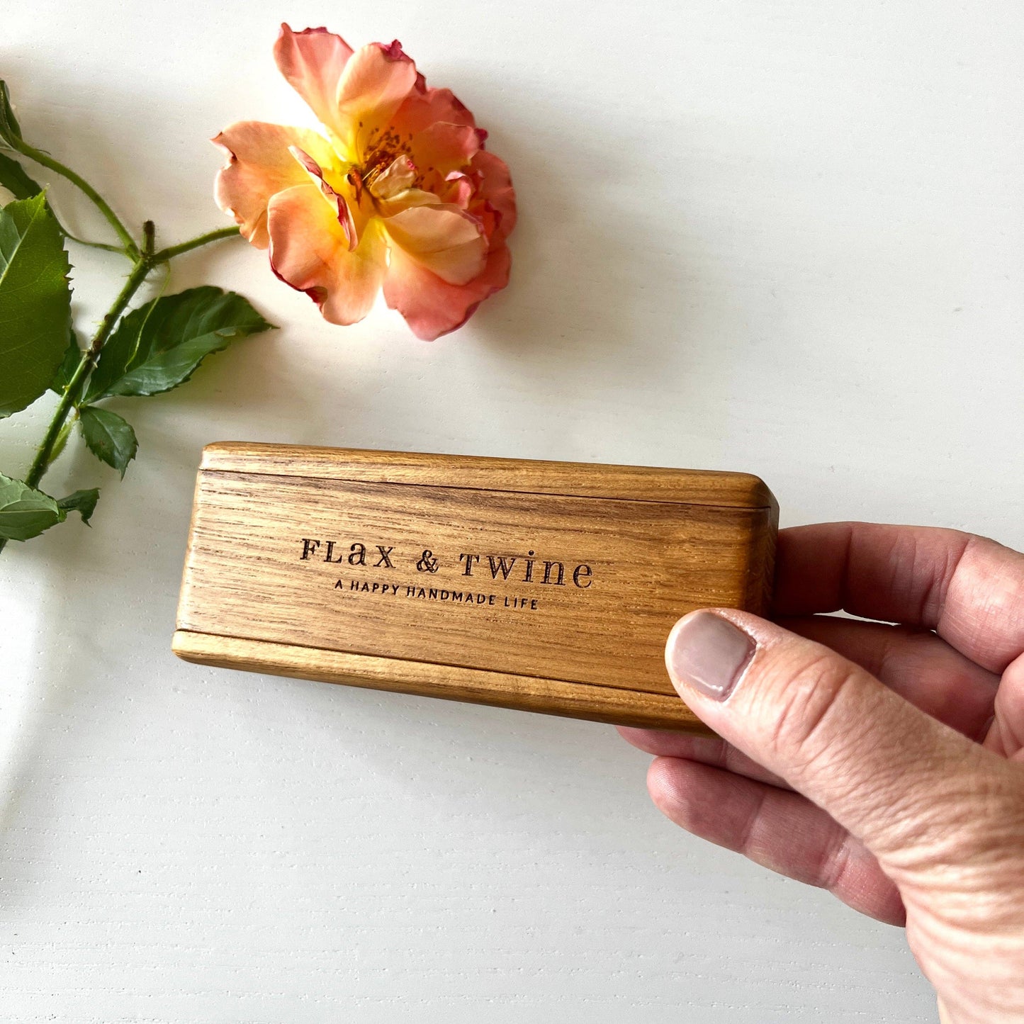 Flax & Twine Teak Notions Box by Flax & Twine