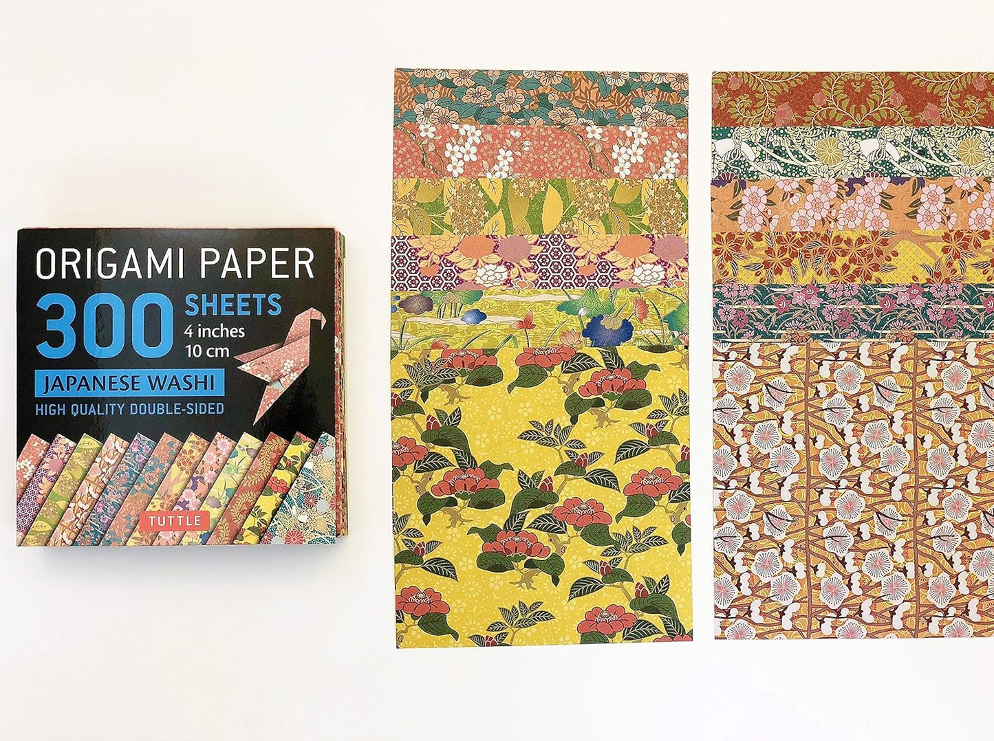 Origami Paper: Japanese Washi Patterns-300 Sheets, 4in (10 CM), Double-Sided with 12 Different Designs by Tuttle Studio