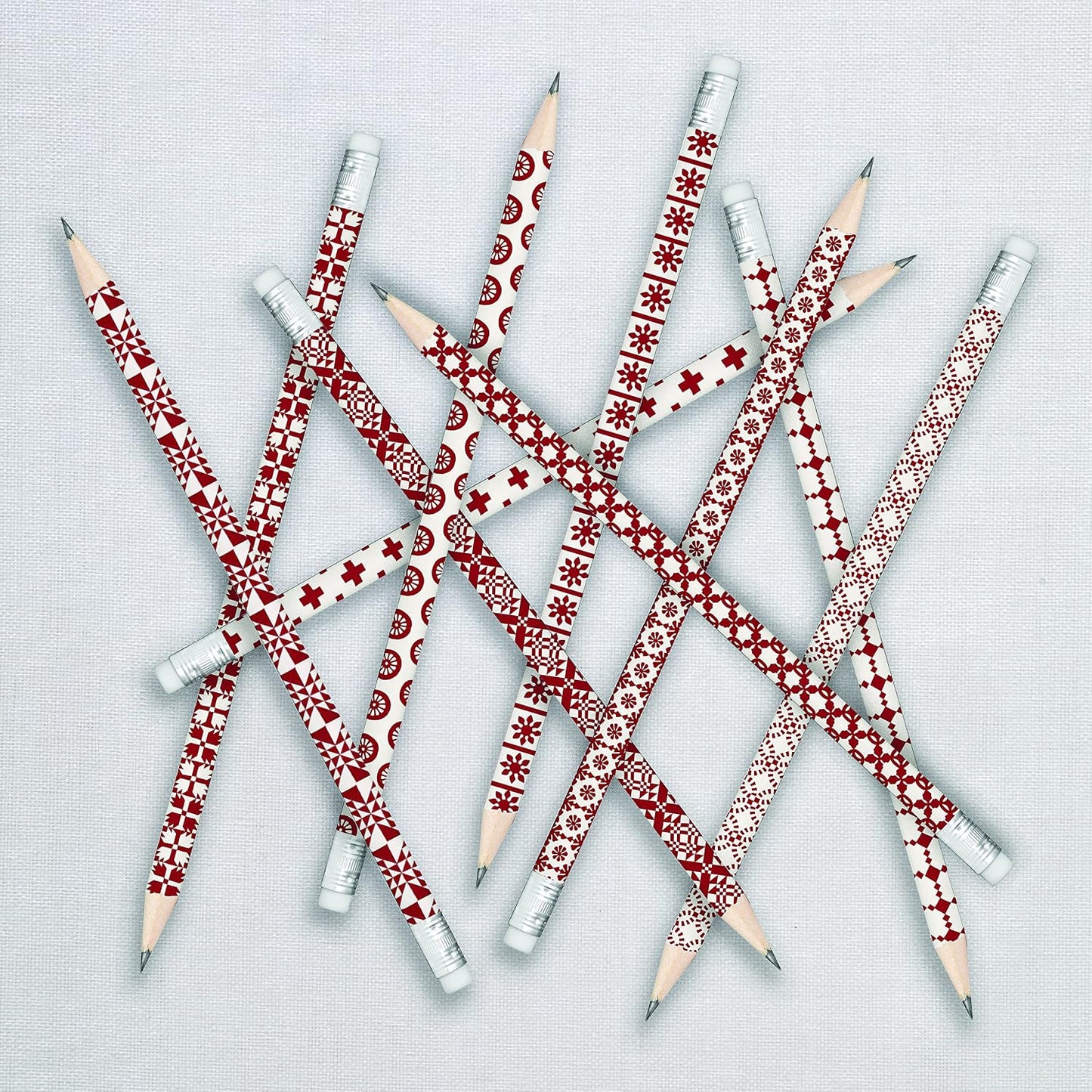 Ann Hazelwood's Red & White Quilty Pencil Set of 10
