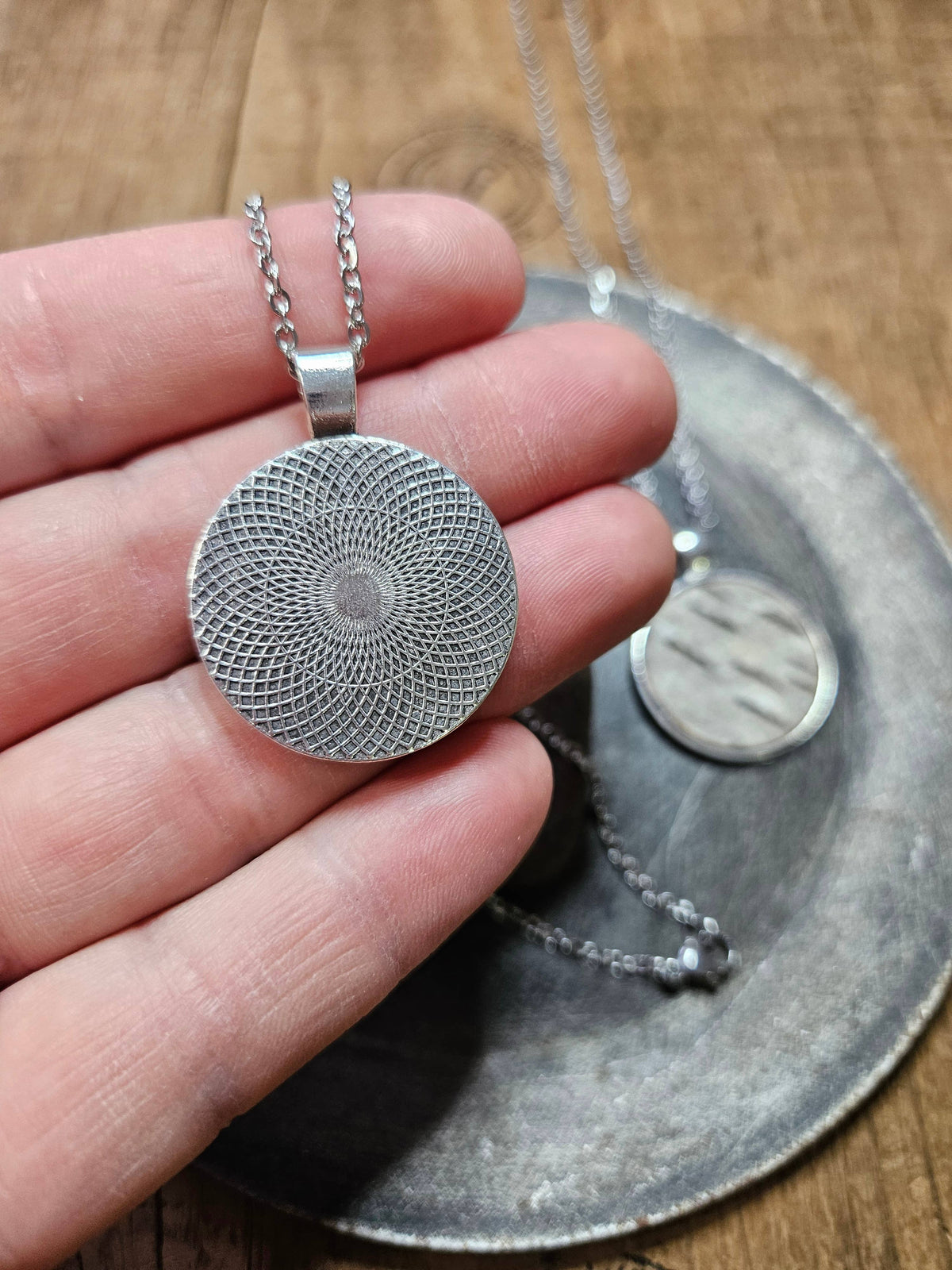 Turquoise Birch Bark Necklace | Steel Circle