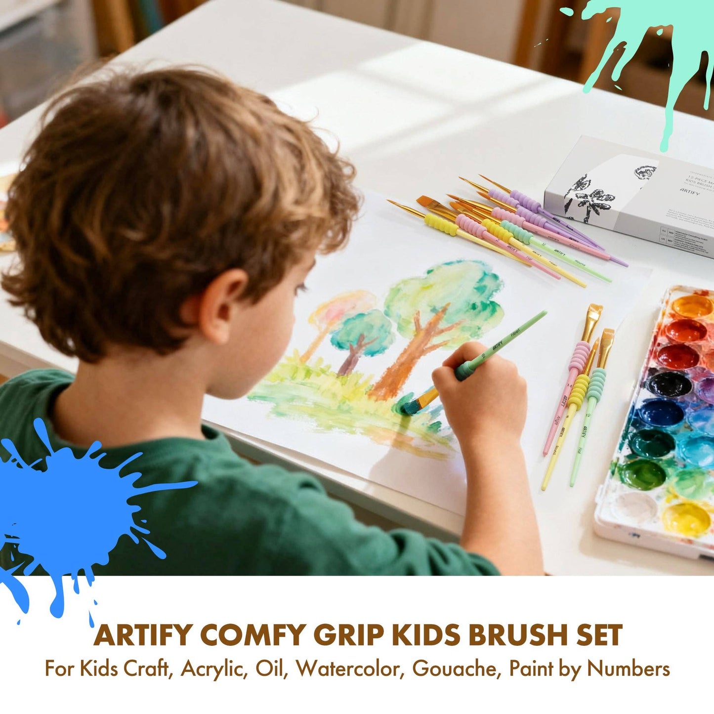 ARTIFY 12 PCS All-Purpose Paint Brushes for Kids