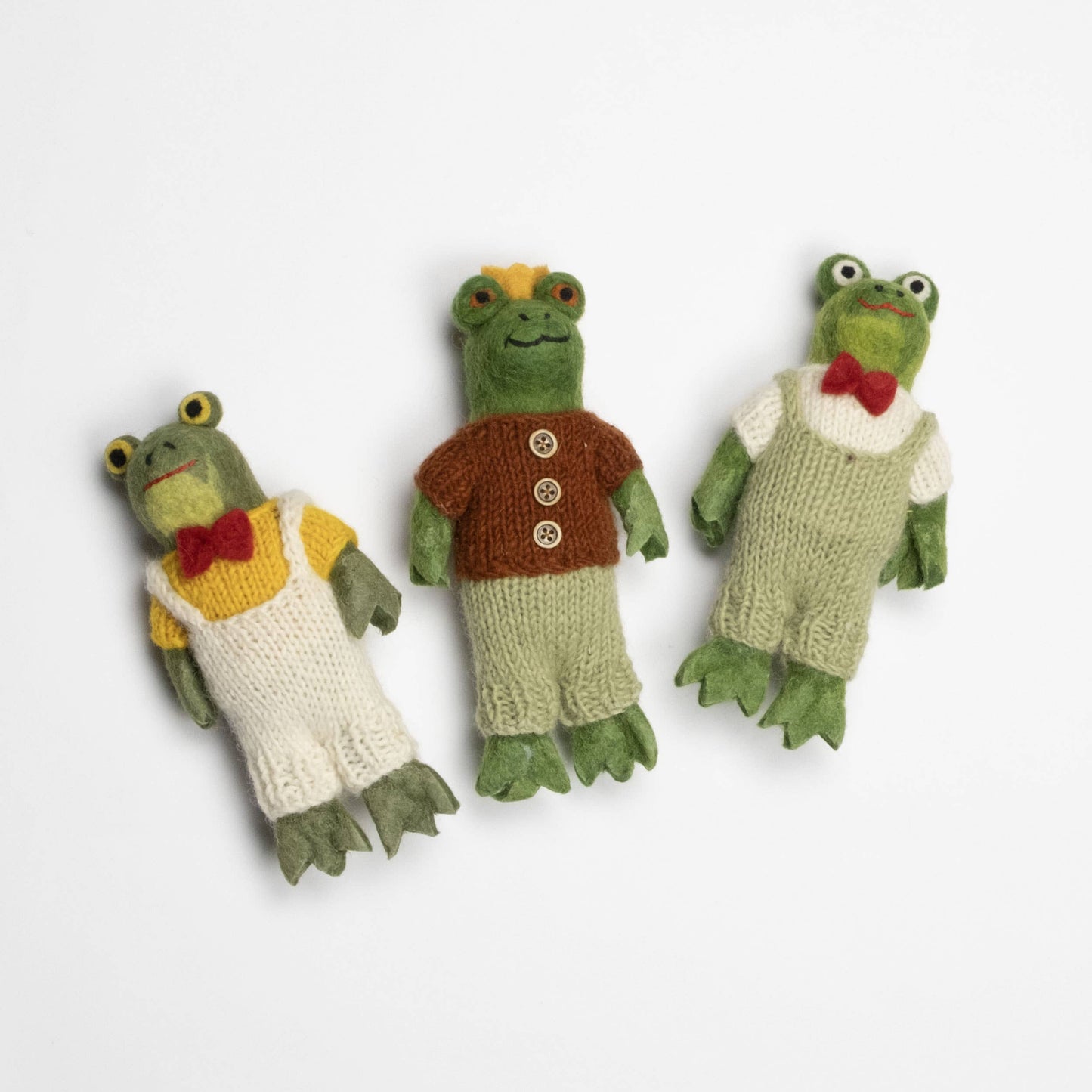 Felt Frog Doll with Hand Knit Clothes - Large