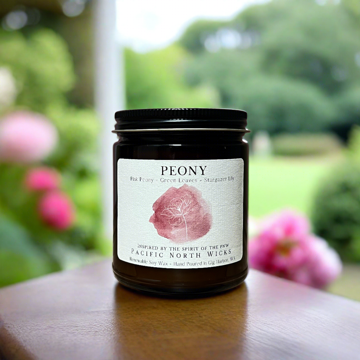 Peony Candle | Soft Floral | Soy Wax | Clean Burn, Amber Jar