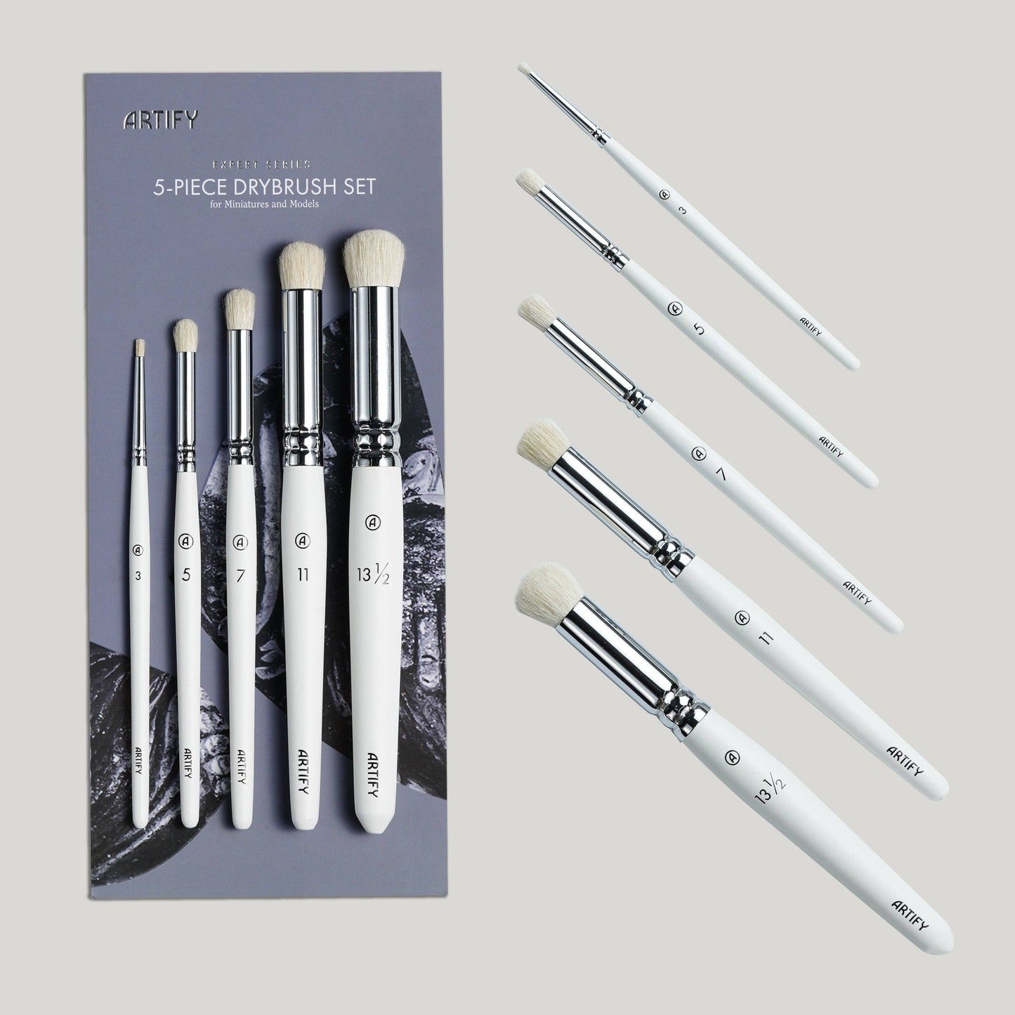 ARTIFY 5 PCS Drybrush Set for Miniature and Model, Expert Series - White
