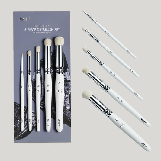 ARTIFY 5 PCS Drybrush Set for Miniature and Model, Expert Series - White