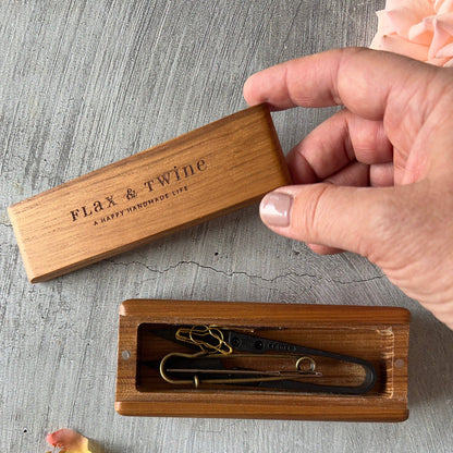 Flax & Twine Teak Notions Box by Flax & Twine