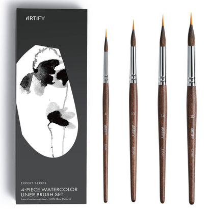 ARTIFY Extended Needle Point Sable & Nylon Hybrid Watercolor Brush 6 PCS Set,  Expert Series