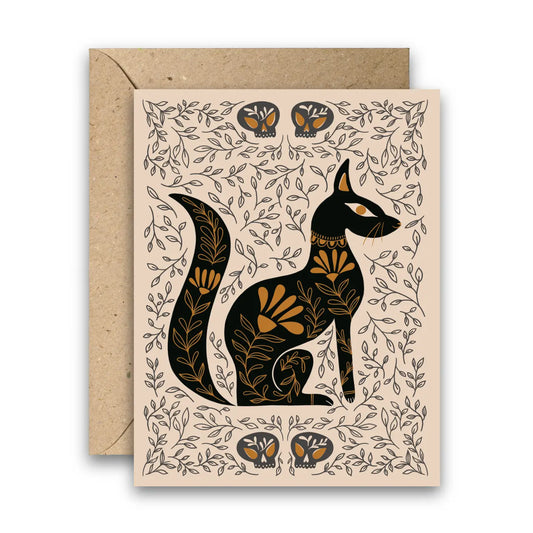 Dark Omens Cat Mystical Egyptian Inspired Greeting Card