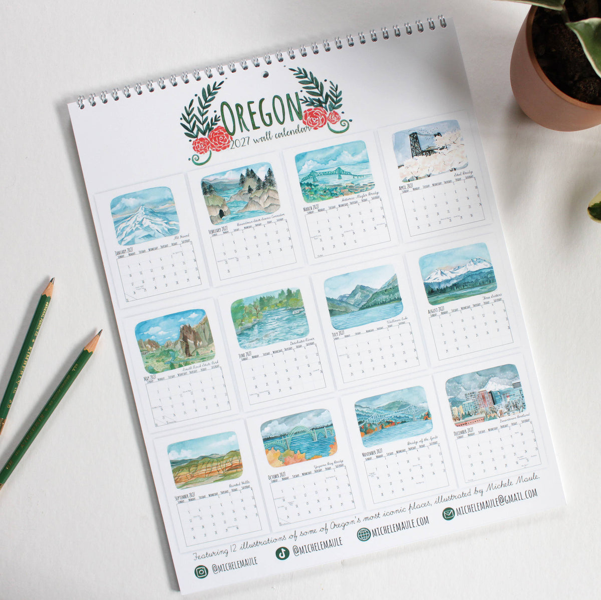 2027 Oregon Calendar by Michele Maule