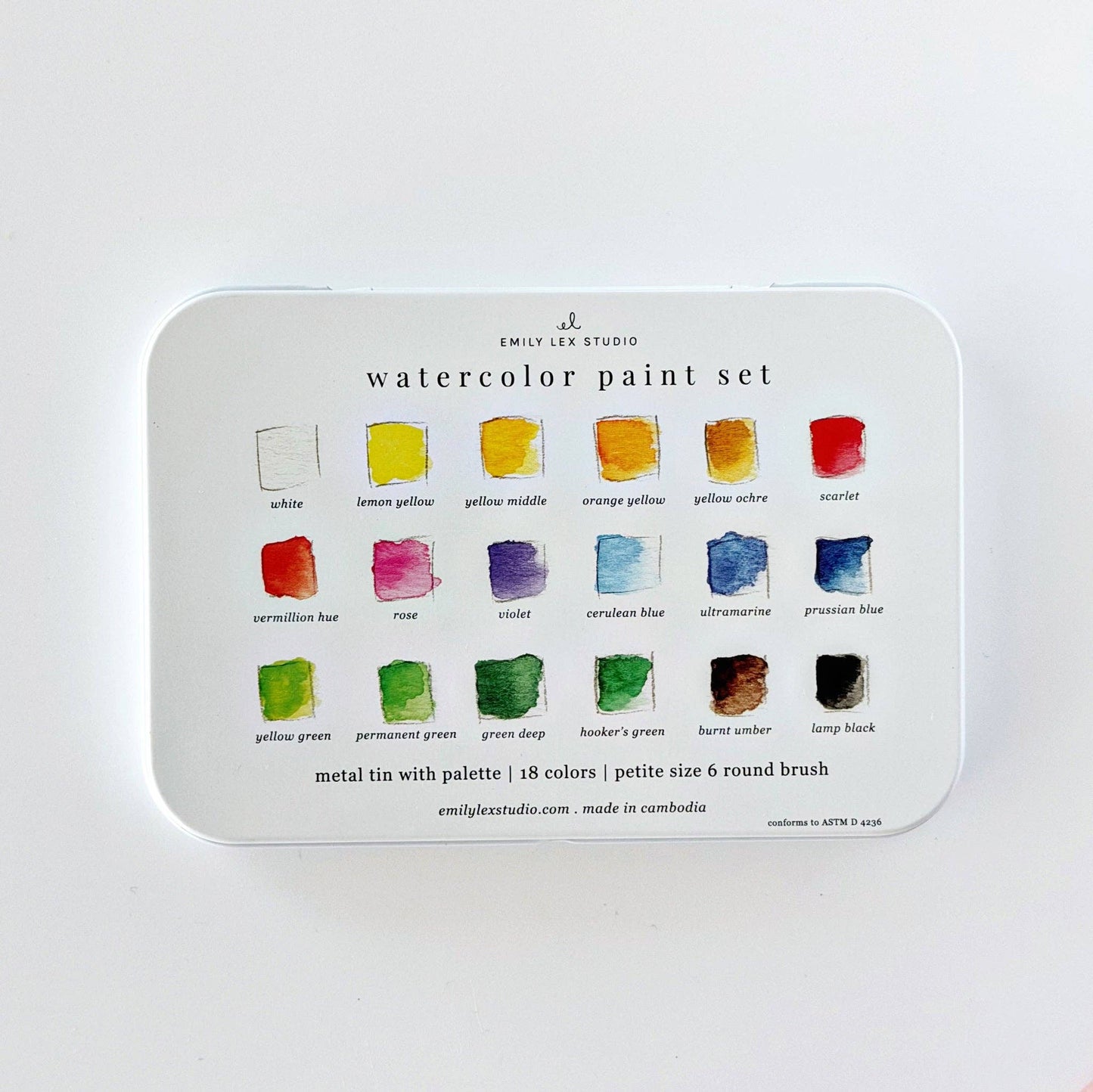 18 Watercolor Paint Set (With Mixing Tin and Brush)