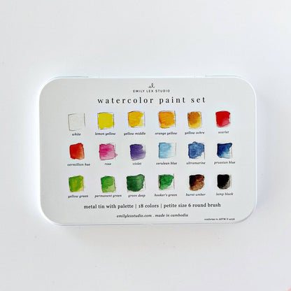 18 Watercolor Paint Set (With Mixing Tin and Brush)