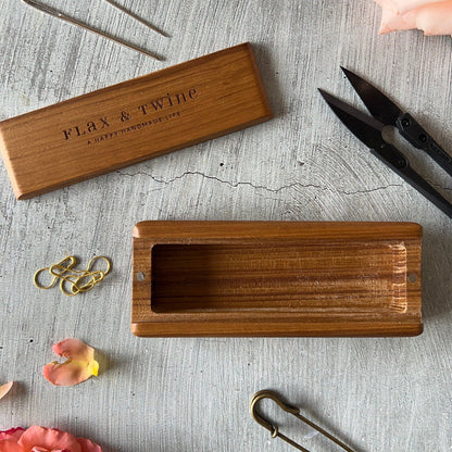 Flax & Twine Teak Notions Box by Flax & Twine