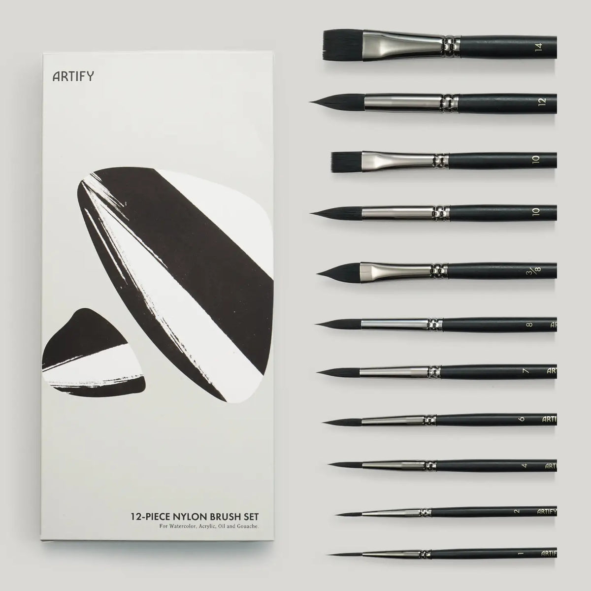 ARTIFY Premium Nylon Hair Watercolor Brush 12 Piece Set
