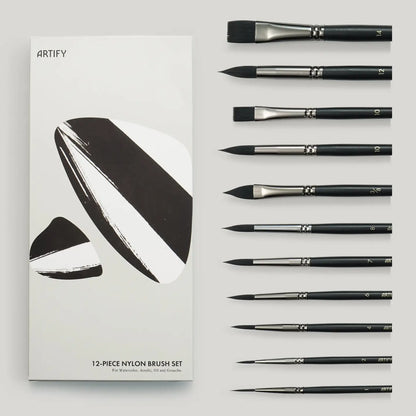 ARTIFY Premium Nylon Hair Watercolor Brush 12 Piece Set