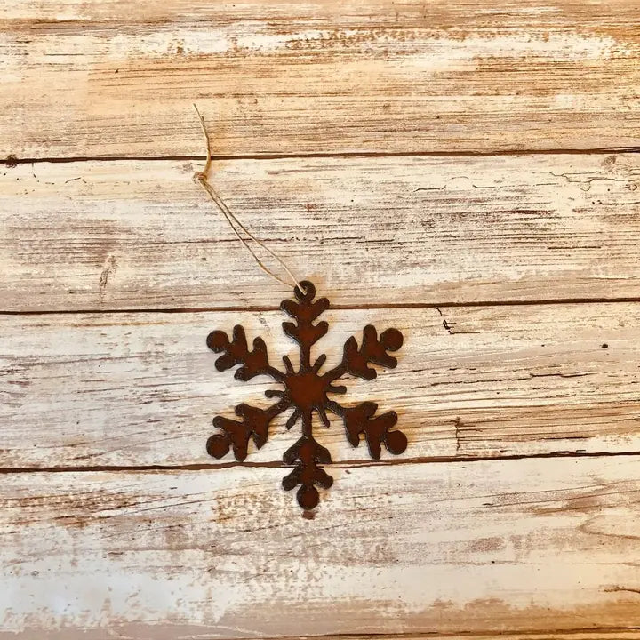 Snowflake Lodge Rustic Iron Ornament