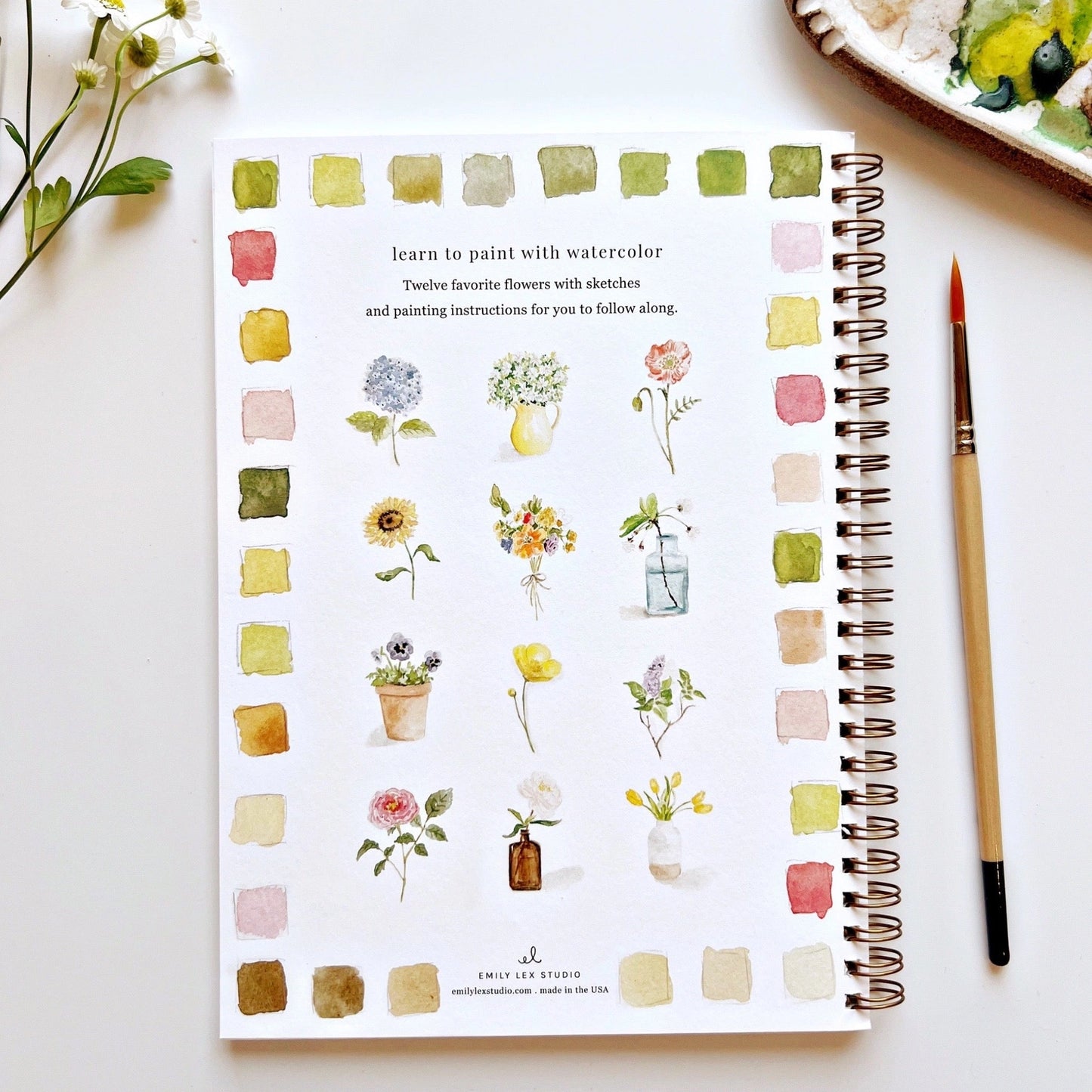 Flowers Watercolor Workbook by emily lex studio