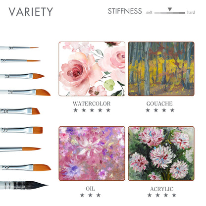 ARTIFY 9 PCS Travel Watercolor Brushes for Beginners & Pros: Lilacs