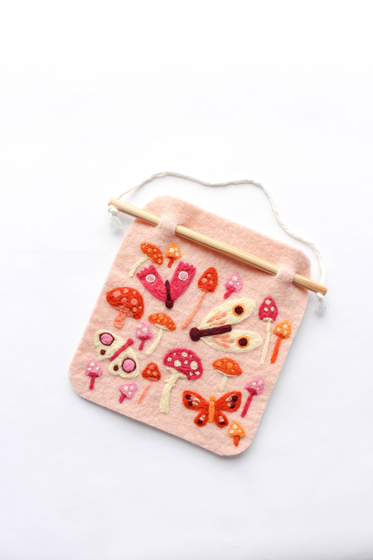 Moth and Mushroom Banner Felting Kit- 8"x8"