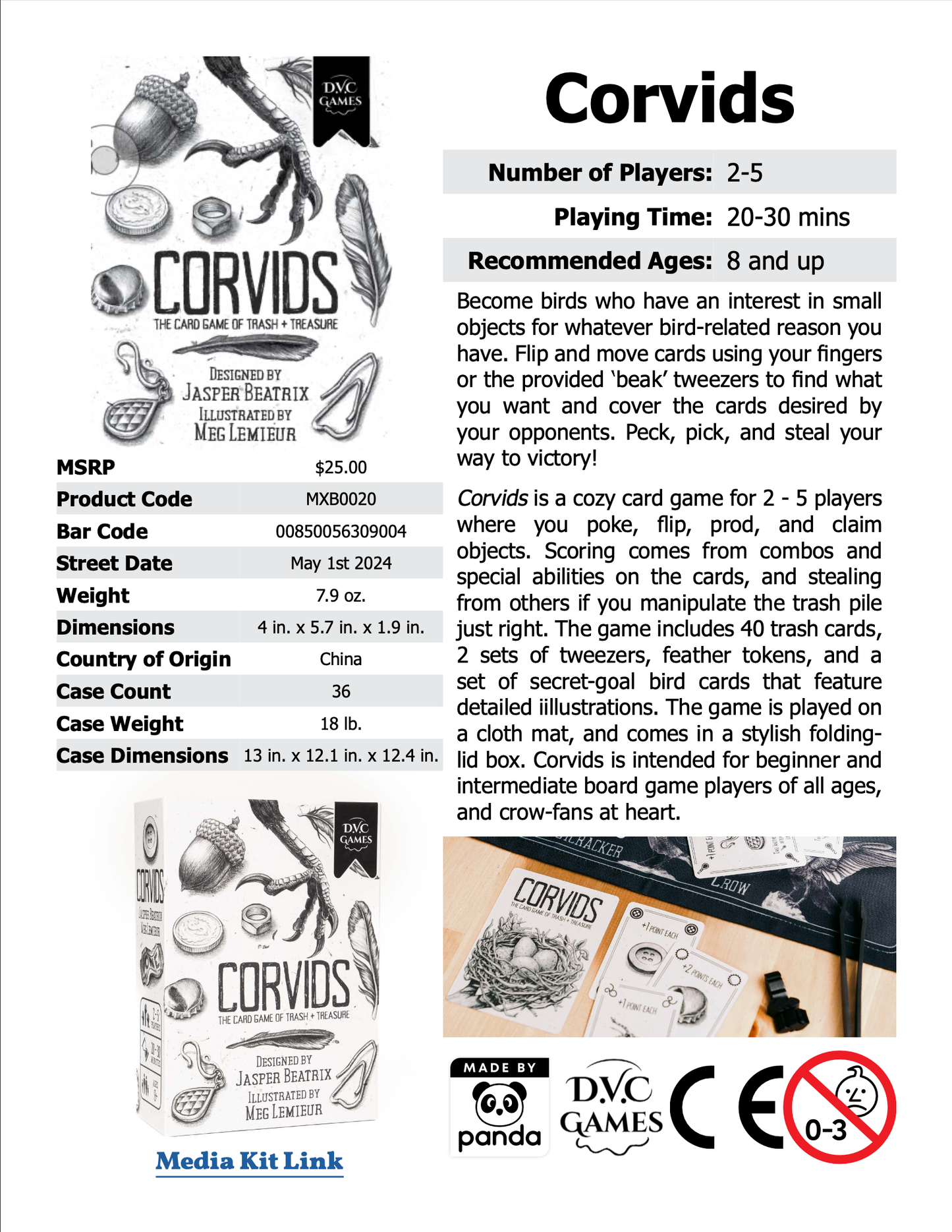 Corvids: The Card Game of Trash + Treasure by Jasper Beatrix