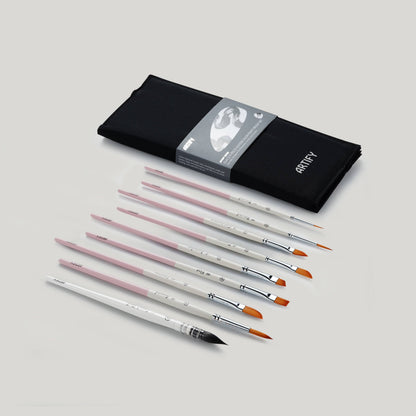ARTIFY 9 PCS Travel Watercolor Brushes for Beginners & Pros: Camellias