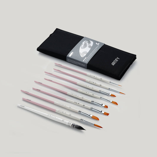 ARTIFY 9 PCS Travel Watercolor Brushes for Beginners & Pros: Camellias