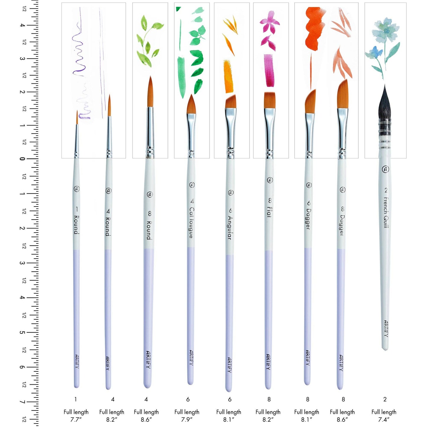 ARTIFY 9 PCS Travel Watercolor Brushes for Beginners & Pros: Lilacs