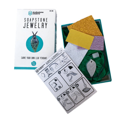 Leaf Pendant Soapstone Jewelry Carving Kit