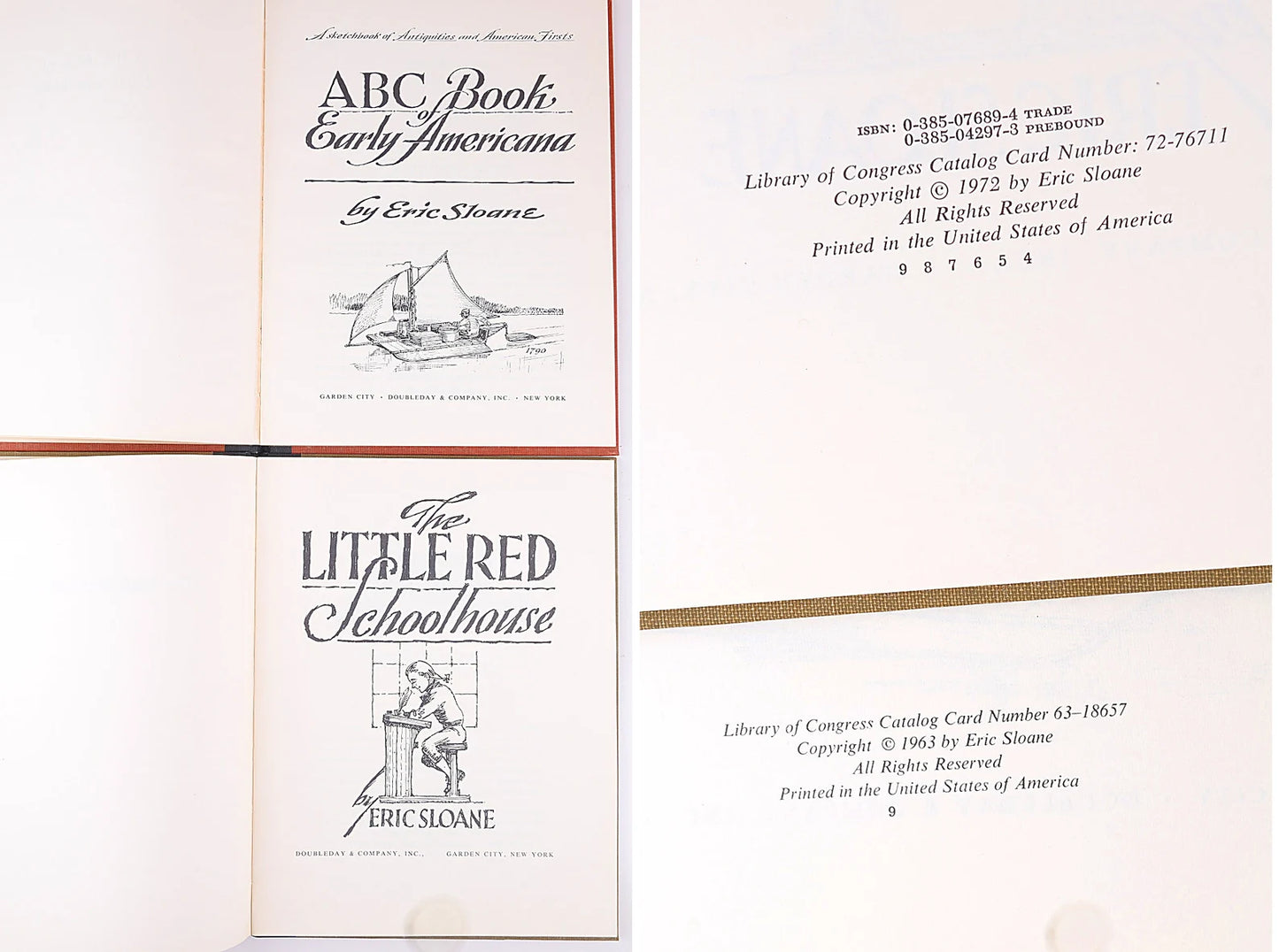 School Days Box Set: ABC Book of Early Americana and The Little Red Schoolhouse by Eric Sloane (1963 original)
